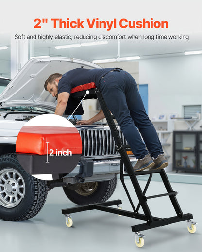 Top Automotive Creeper, Engine Creeper with Adjustable Height 45.7" to 66.3", 400 LBS Capacity High Creeper, 4 Swivel Caster Wheels, Heavy Duty Creeper for Auto Repair and Maintenance