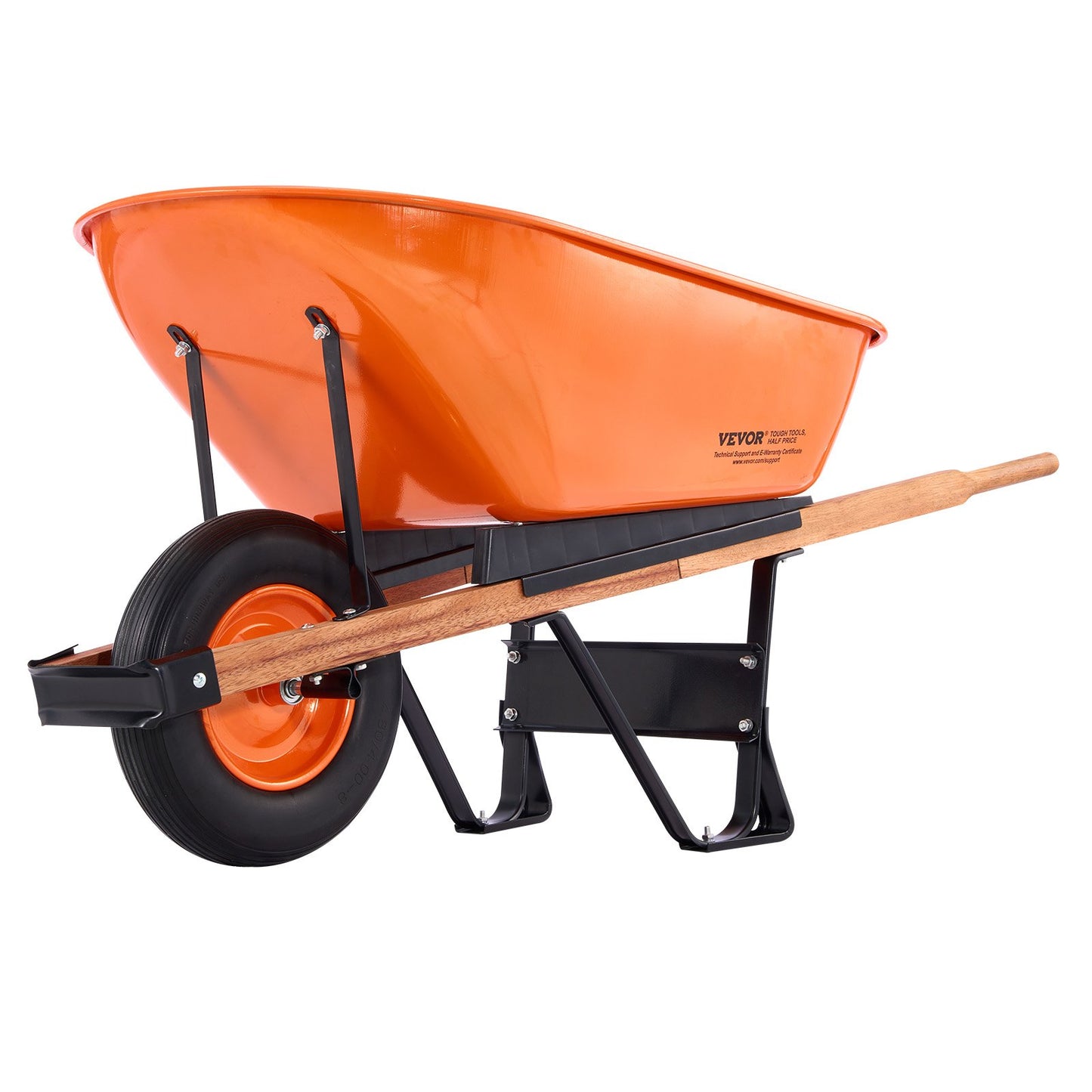 Wheelbarrow Cart, 6 Cu. Ft. Load & 330 lbs Capacity, One Wheel Garden Dump Cart Wheel Barrow with Metal Handle & 16" Wide Track Wheels, Easy Loading Utility Yard Cart & Wagons for Lawn Farm