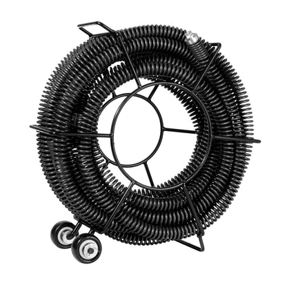 Drain Cleaning Cable 60 FT x 1-1/5 Inch, Professional Sectional Drain Cleaner Cable with 6 Cutters for 2.0" to 7.9" Pipes, Hollow Core Sewer Drain Auger Cable for Sink, Floor Drain, Toilet