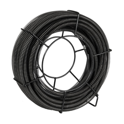 Sectional Drain Cleaning Cable 100FT/30.5 m x 5/8In/1.6 cm & 7 Cutters for 0.8"-3.9"/2-10 cm Pipes