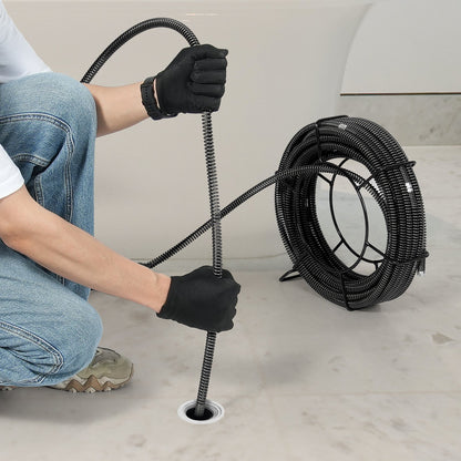 Sectional Drain Cleaning Cable 66FT/20.1 m x 5/8In/1.6 cm & 7 Cutters for 0.8"-3.9"/2-10 cm Pipes