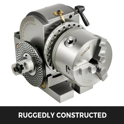 Dividing Head 4 Inch Indexing Head Milling 100MM Semi-Universal Dividing Head 4 Inch 3 jaw Chuck Dividing Head Set with Index Plates and Tailstock for Precision rotary table