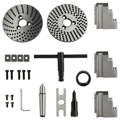 Dividing Head 4 Inch Indexing Head Milling 100MM Semi-Universal Dividing Head 4 Inch 3 jaw Chuck Dividing Head Set with Index Plates and Tailstock for Precision rotary table