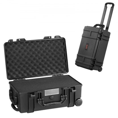 Weatherproof Hard Case, Heavy Duty Protective Dry Box Case with Pre-cut Foam, Wheels & Retractable Pull Handles for Travel, Hunt, Military, Tactical, IP67 Waterproof Case for Cameras (64x51x25)