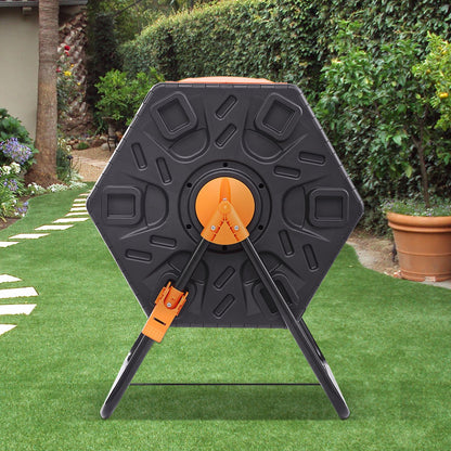 Kompostbehållare, 70 l liten kompostbehållare, kompakt roterande kammare med skjutdörr och stålram, BPA-fri kompostbehållare för trädgård, kök, uteplats, utomhusbruk