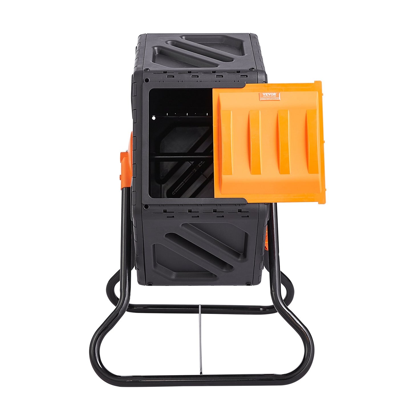 Kompostbehållare, 70 l liten kompostbehållare, kompakt roterande kammare med skjutdörr och stålram, BPA-fri kompostbehållare för trädgård, kök, uteplats, utomhusbruk