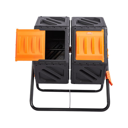 Compost Bin, 140.1L Dual Chamber Composting Tumbler, High Volume Two Rotating Chambers with 2 Sliding Door and Steel Frame, BPA Free Composter Bin Tumbler for Garden, Kitchen, Yard, Outdoor