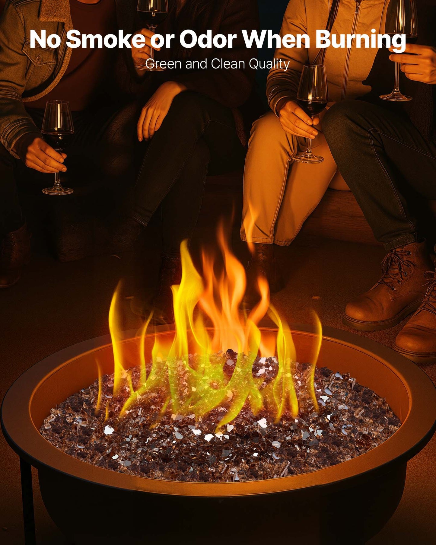 Eldglas, 4,5 kg högtemperaturbeständiga eldstadsstenar, 6,35 mm reflekterande och rökfria eldstadsglasstenar, högglanssten för eldstadsbord, koppar