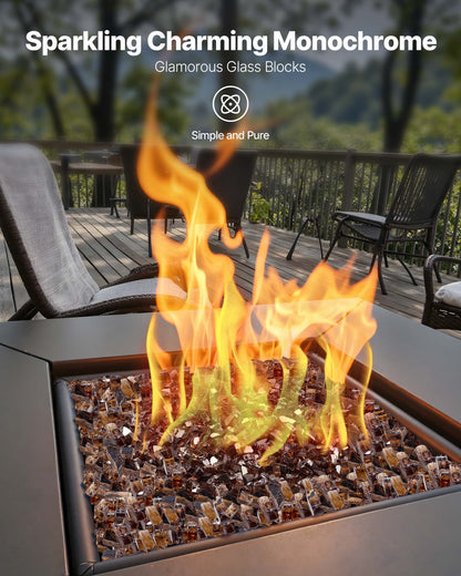 Fire Glass, 20 LBS / 9.0 KG High-Temperature Resistant Fireplace Rocks, 1/2-Inch / 12.7 mm Reflective & Smokeless Firepit Glass Rock, High Luster Stone Landscaping for Fire Pit Table, Copper