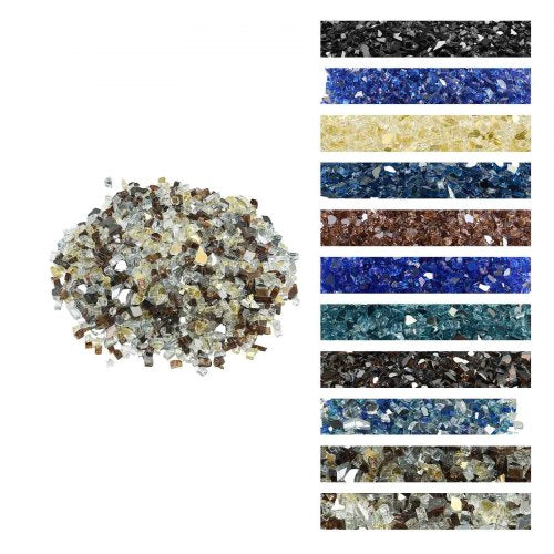 Eldglas, 4,5 kg högtemperaturbeständiga eldstadsstenar, 12,7 mm reflekterande eldstadsglassten, högglanssten för landskapsarkitektur för eldstadsbord, koppar + klar + guld