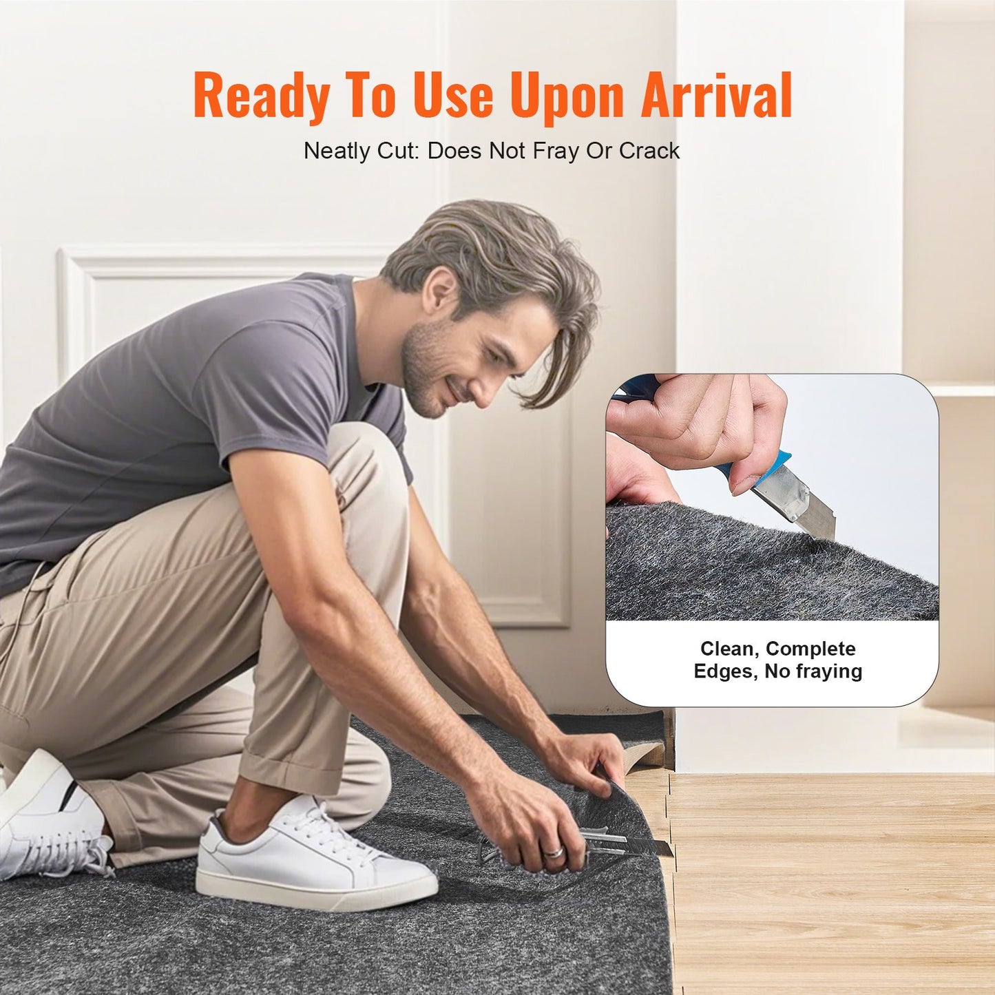 - Halksäker mattunderlägg - Skyddande, dämpande mattunderlägg - 2,4 m x 3 m - 0,6 mm tjockt - Dubbel yta - Polyesterfilt + latex - Grå - 1,8–2,4 m area för mattunderlägg, säker för alla golv