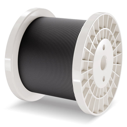 Stålvajersats, 1/8" 500 fot 316 rostfritt stålvajer med avbitare och handskar, 1600 lbs brottstyrka, 7x7 trådar kärna marin flygplanskvalitet för ledstång, trappstängsel utomhus, svart