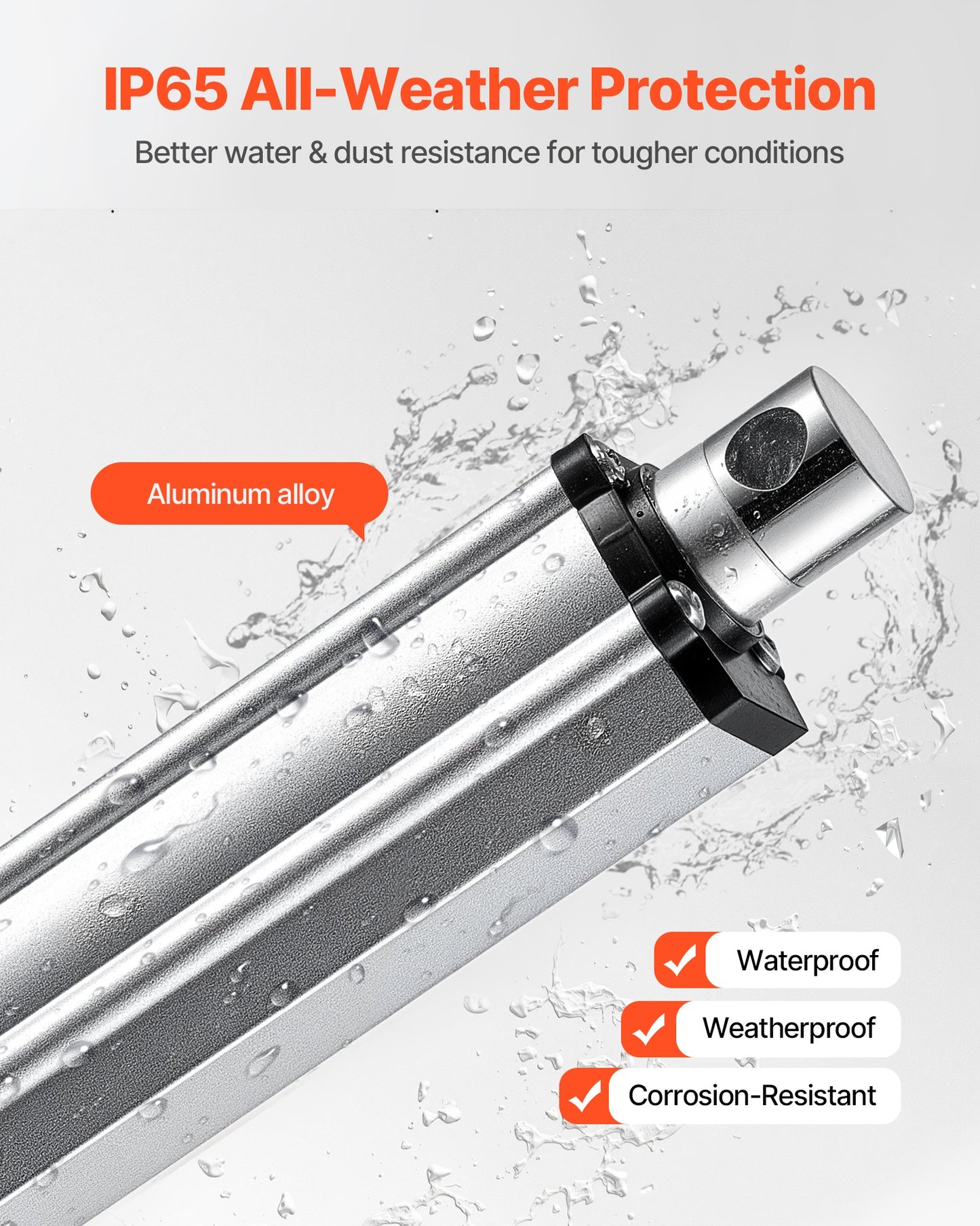 12V Linear Actuator, 101.6mm Stroke IP65 Waterproof Linear Actuator, 3000N 5mm/s Motion Actuators with Mounting Brackets for Solar Trackers, Industrial Machinery, Door Opener