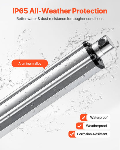 12V Linear Actuator, 203.2mm Stroke IP65 Waterproof Linear Actuator, 675lbs/3000N 0.2"/s Motion Actuators with Mounting Bracket for Solar Trackers, Industrial Machinery, Door Opener