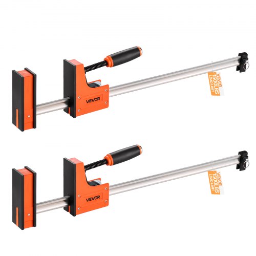 Bar Clamps for Woodworking, 2-Pack 60.96 cm Parallel Clamp Set, F-Clamp with 680 kg Load Limit, Even Pressure, High-strength Plastic and Carbon Steel, for Woodworking Metal Working, Orange