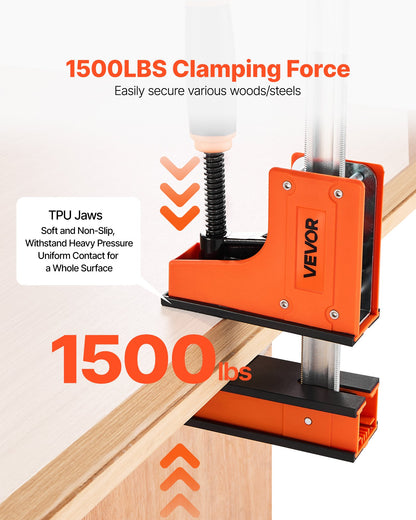 Bar Clamps for Woodworking, 2-Pack 60.96 cm Parallel Clamp Set, F-Clamp with 680 kg Load Limit, Even Pressure, High-strength Plastic and Carbon Steel, for Woodworking Metal Working, Orange