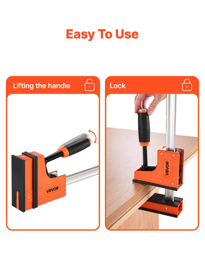 Bar Clamps for Woodworking, 2-Pack 60.96 cm Parallel Clamp Set, F-Clamp with 680 kg Load Limit, Even Pressure, High-strength Plastic and Carbon Steel, for Woodworking Metal Working, Orange