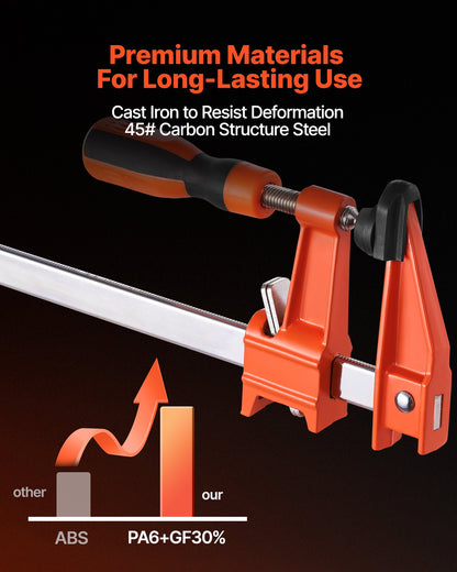 Bar Clamps for Woodworking, 2-Pack 61 cm Opening, Lockable F-Clamp with 272 kg Load Limit, 63.5 mm Depth, Cast Iron and Carbon Steel, Easy to Use, Wood Clamps for Woodworking Metal Working