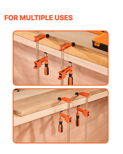 Bar Clamps for Woodworking, 2-Pack 61 cm Opening, Lockable F-Clamp with 272 kg Load Limit, 63.5 mm Depth, Cast Iron and Carbon Steel, Easy to Use, Wood Clamps for Woodworking Metal Working