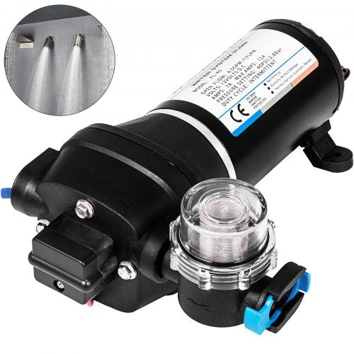 Water Pressure Diaphragm Pump, 12V FL-40 High Pressure Diaphragm Water Pump, 2.7 bar(40PSI) Automatic Self Priming Water Pump, 17L/MIN Misting Booster Sprayer Diaphragm Pump for Caravan Boat RV Garden