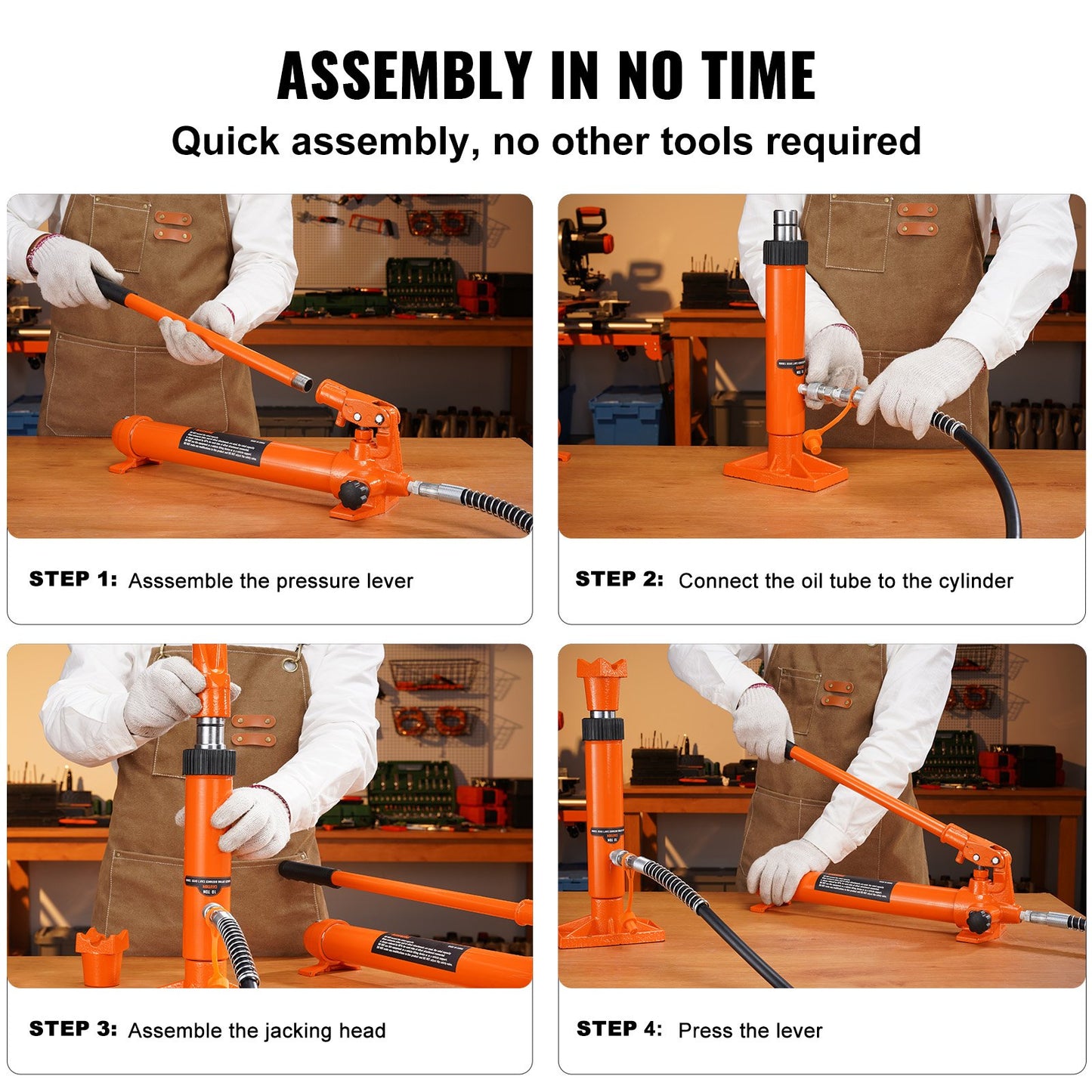 12 tons portabelt kraftpaket, hydraulcylinder med pump och 1,4 m oljeslang, bärbar hydraulisk domkraft med förvaringsväska för bil, garage, lantbruk, mekaniker (11 455 kg)