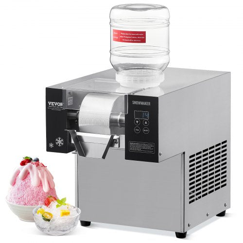 Commercial Snowflake Ice Machine, 176.4LBS/24H Snowflake Ice Maker, Stainless Steel Ice Shaver Machine, Electric Snow Cone Maker, Air Cooling System for Rapid Heat Dissipation, for Bakery, Cafe