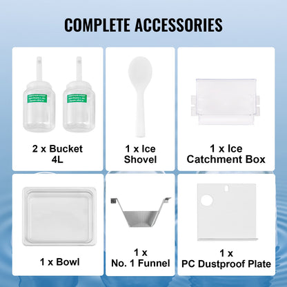 Commercial Snowflake Ice Machine, 397LBS/24H Snowflake Ice Maker, Stainless Steel Ice Shaver Machine, Electric Snow Cone Maker, Air Cooling System for Rapid Heat Dissipation, for Bakery, Cafe