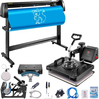 5 in 1 Digital 15"x12" Heat Press&53" Vinyl Cutter w/ Signmaster Software