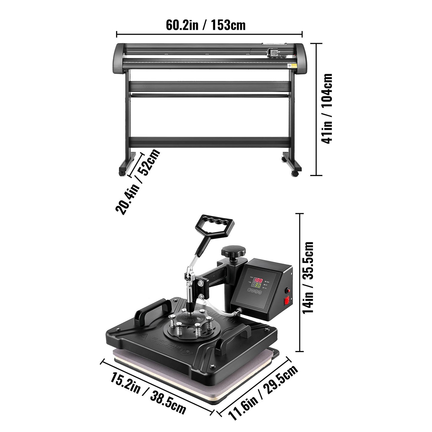 5 in 1 Digital 15"x12" Heat Press&53" Vinyl Cutter w/ Signmaster Software