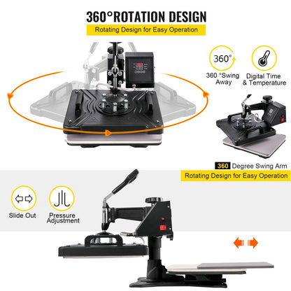 5 In 1 Heat Press 30.5 x 38.1 cm Vinyl Cutter Plotter 71.1 cm Software Sublimation