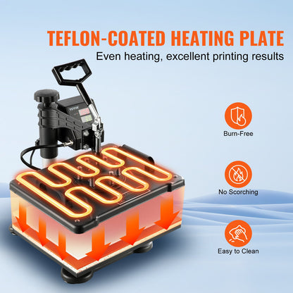 VEV Värmepress 8 i 1 Värmepressmaskin 38x30cm T-shirtpress Muggtryckmaskin Multifunktionell värmeöverföringsmaskin för T-shirtmugg Hattplatta Sublimeringstryck