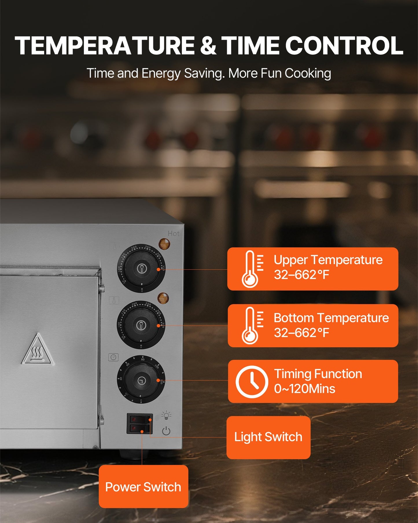 Kommersiell bänkpizzaugn Elektrisk pizzaugn för 40,6 cm pizza inomhus