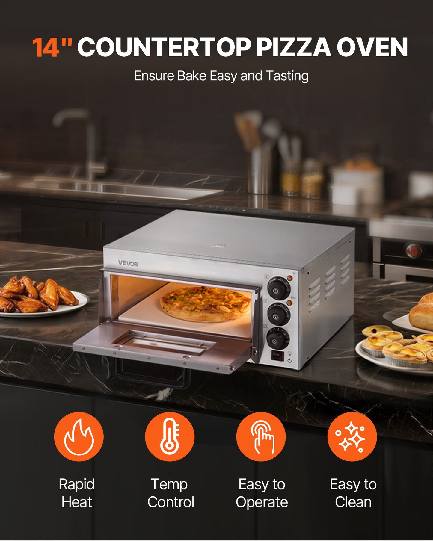 Commercial Countertop Pizza Oven Electric Pizza Oven for 35.56 cm Pizza Indoor