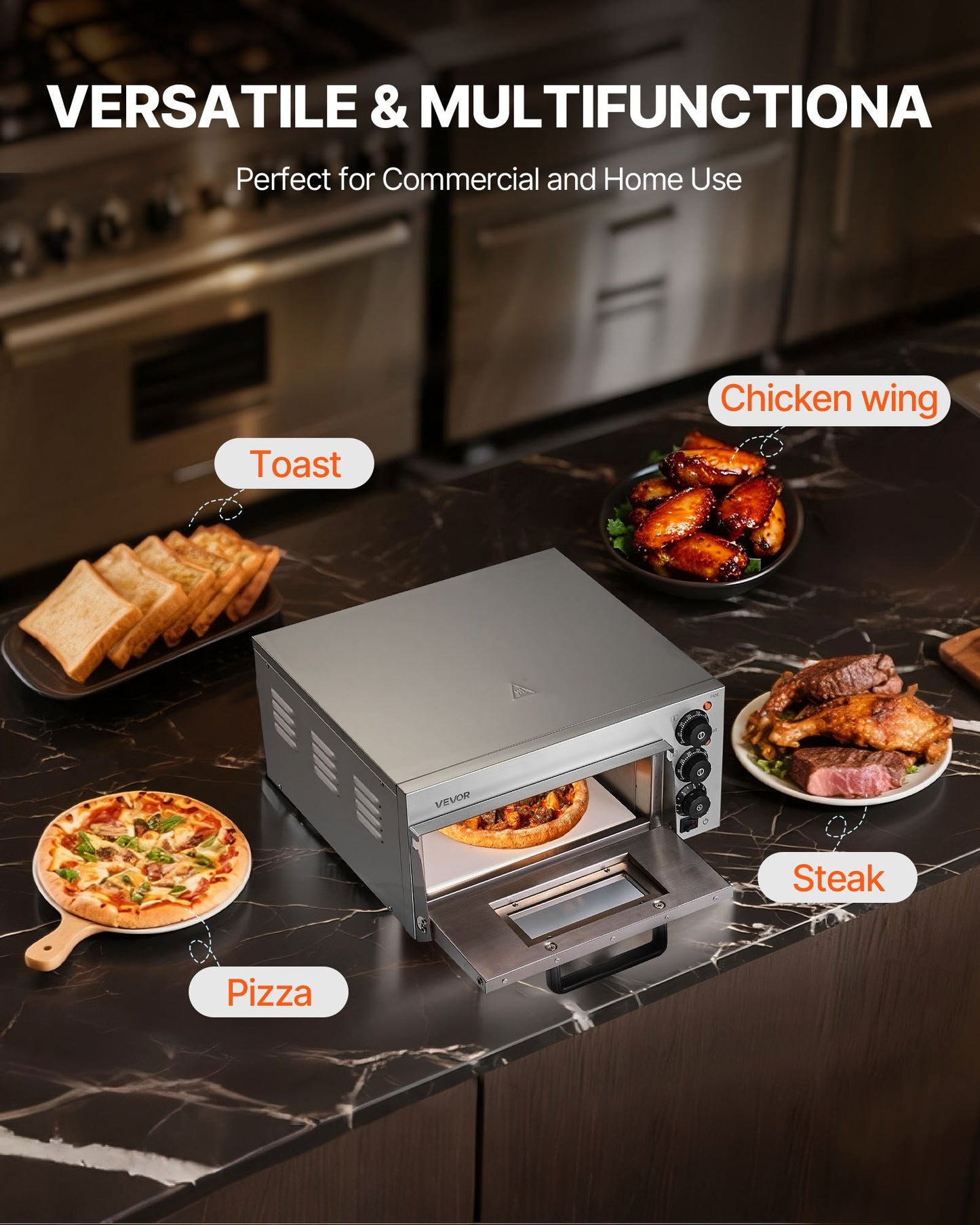 Commercial Countertop Pizza Oven Electric Pizza Oven for 35.56 cm Pizza Indoor