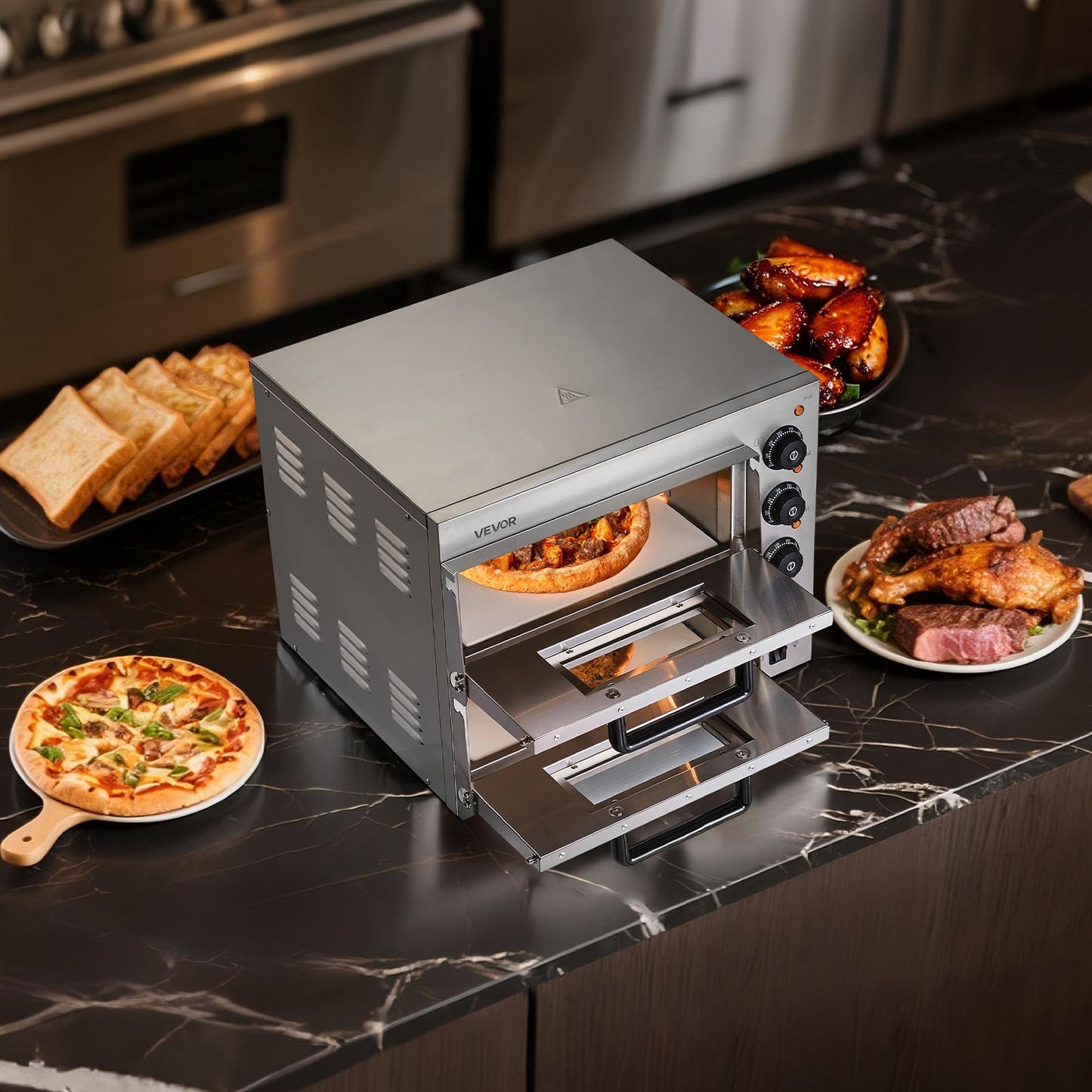 Commercial Countertop Pizza Oven Electric Pizza Oven for 35.6 cm Pizza Indoor