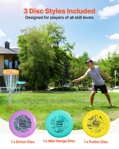 Disc Golf Set, 3 Pack Disc Golf Starter Set, Beginners Flying Discs for Full-Body Strength Training, with Putter, Mid-Range, Driver, PDGA Approved, for Outdoor Backyard, Lawn, Beach, and Park