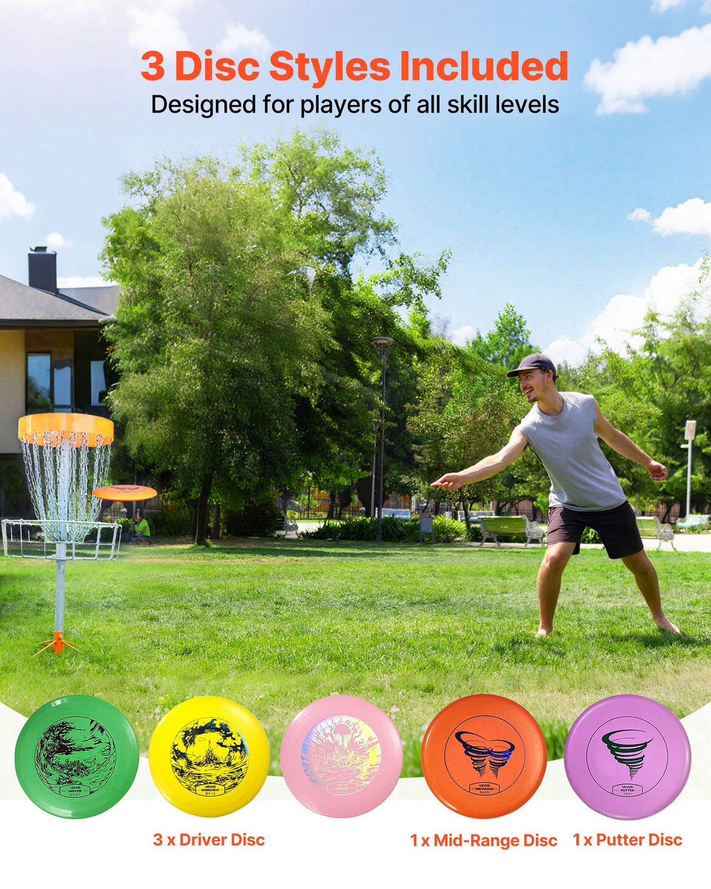 Disc Golf Set, 5 PCS Beginners Flying Discs, Disc Golf Starter Set for Full-Body Strength Training, with Putter, Mid-Range, Driver, Mini Marker, PDGA Approved for Outdoor Backyard, Lawn, Beach