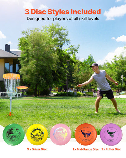 Disc Golf Set, 5 PCS Beginners Flying Discs, Disc Golf Starter Set for Full-Body Strength Training, with Putter, Mid-Range, Driver, Mini Marker, PDGA Approved for Outdoor Backyard, Lawn, Beach