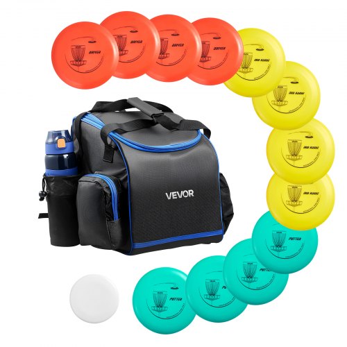 Disc Golf Set, 12 PCS Flying Discs for Beginners, Disc Golf Starter Set, with Putter, Mid-Range, Driver, Including Mini Marker, Portable Backpack, for Outdoor Backyard, Lawn, Beach, and Park
