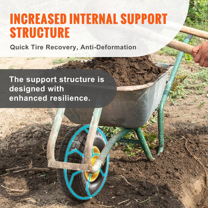 Solid PU Run-Flat Tire Wheel Flat Free Tubeless Tire 25.4 cm 2-Pack 181.4 kg