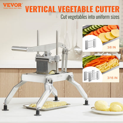 Commercial Vegetable Slicer, 3/8 and 3/16 inch Tomato Slicer, Stainless Steel and Aluminum Alloy Vegetable Cutter Slicer, Manual Tomato Slicer with Non-slip Feet, for Tomatoes, Onions, Potatoes