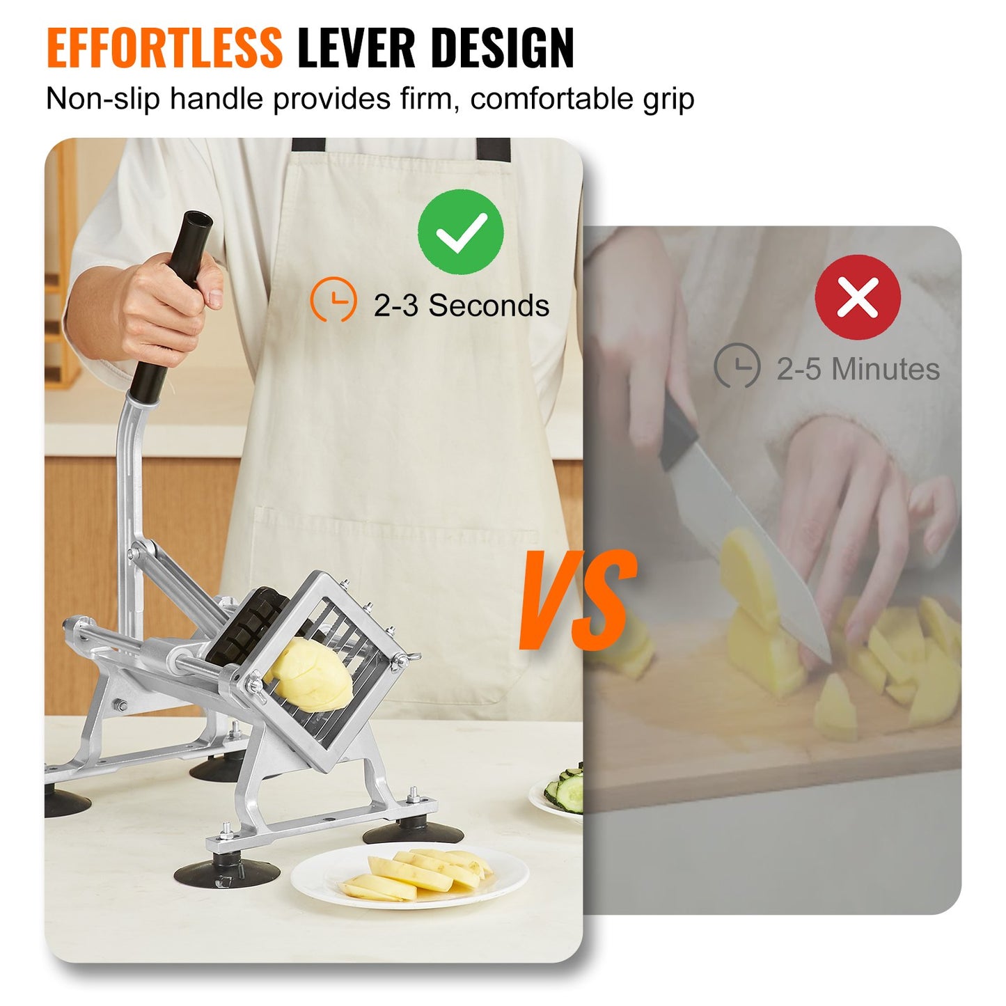 Commercial Vegetable Slicer, 1/2 inch Fruit Slicer, Stainless Steel and Aluminum Alloy Vegetable Cutter Slicer Machine, Manual Slicer with Non-slip Feet, for Radishes, Onions, Potatoes, Lemons