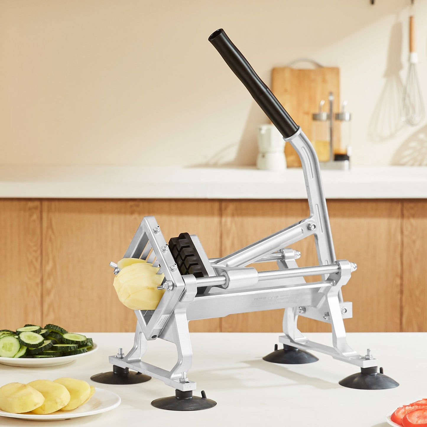 Commercial Vegetable Slicer, 1/2 inch Fruit Slicer, Stainless Steel and Aluminum Alloy Vegetable Cutter Slicer Machine, Manual Slicer with Non-slip Feet, for Radishes, Onions, Potatoes, Lemons