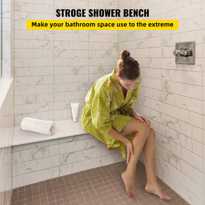 Tile Shower Seat, 38.2" x 11.4" x 20" Ready To Tile Shower Seat, Factory Waterproof & 100% Leak Proof Tileable Shower Corner Seat, 440 lbs Load-bearing Rectangular Board Shower Bench