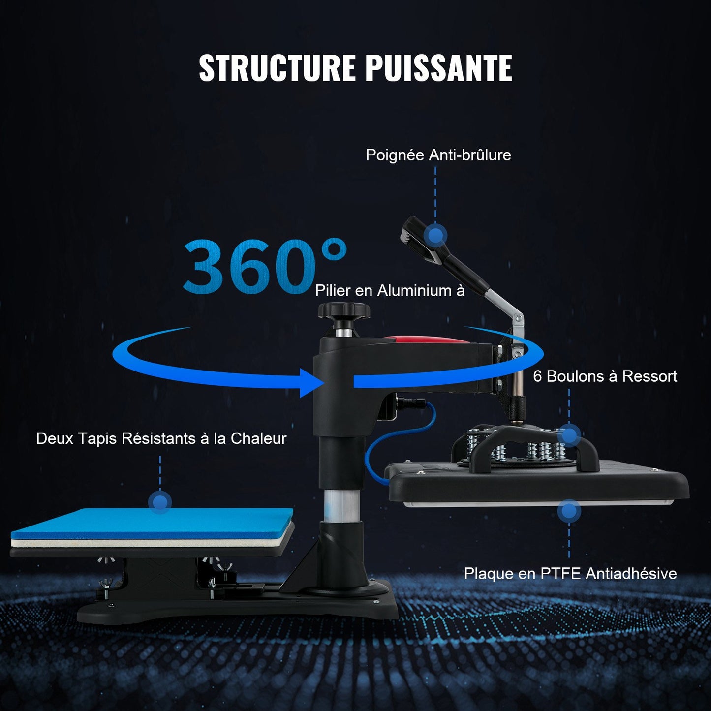 Värmepress, 5-i-1 värmepressmaskin 30,48 x 38,1 cm, Clamshell sublimeringsskrivare Snabb uppvärmning, Digital exakt temperaturkontroll, Vinylvärmepress för T-shirt, tallrik, mugg, kopp, 1250 W
