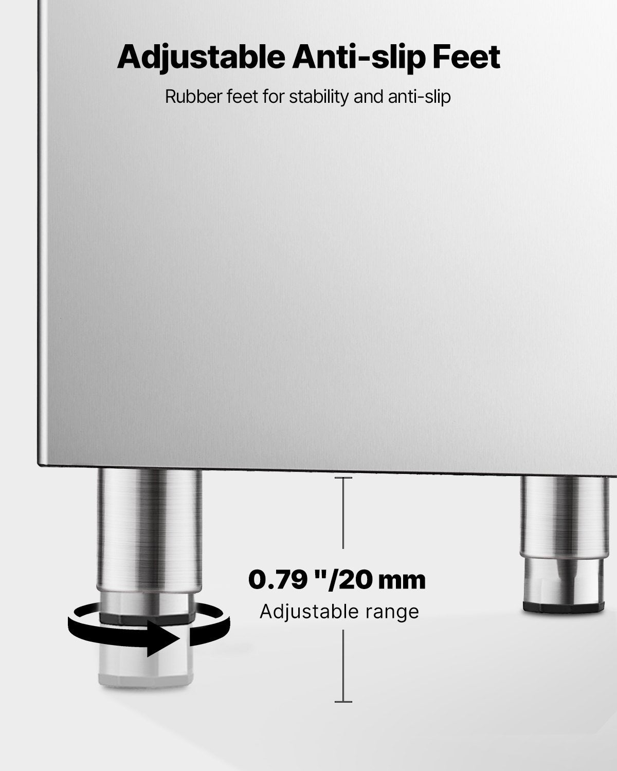 Commercial Ice Maker Storage Bin, 136 kg Capacity Ice-Bin, Commercial Ice Storage Bin with Adjustable Anti-slip Rubber Feet, Suitable for Restaurant Hotel and Beverage Shops