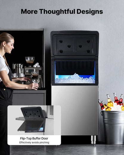 Commercial Ice Maker Storage Bin, 136 kg Capacity Ice-Bin, Commercial Ice Storage Bin with Adjustable Anti-slip Rubber Feet, Suitable for Restaurant Hotel and Beverage Shops