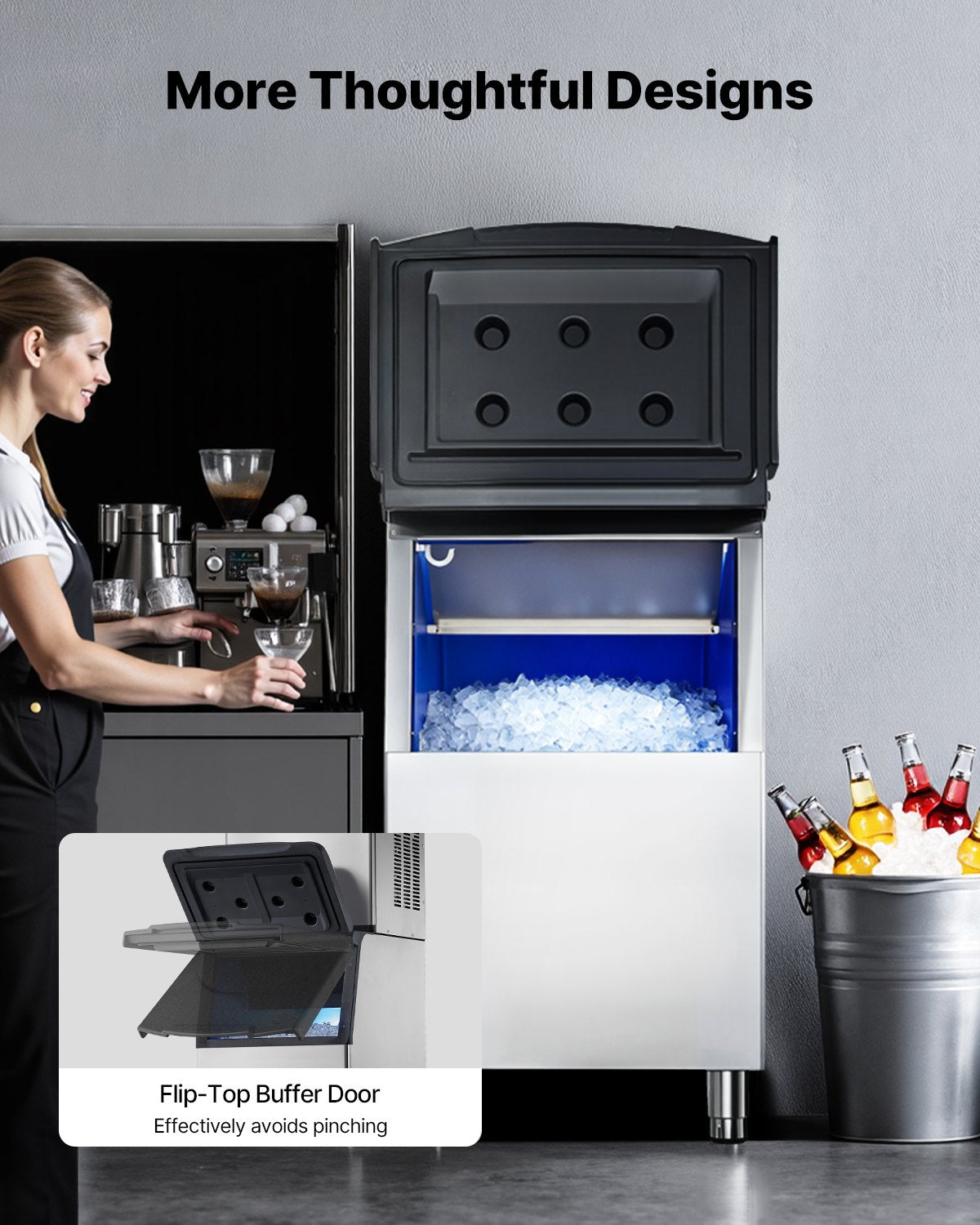 Commercial Ice Maker Storage Bin, 113 KG Capacity Ice-Bin, Stainless Steel Commercial Ice Storage Bin with Adjustable Anti-slip Rubber Feet, Suitable for Restaurant Hotel and Beverage Shops