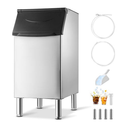 Commercial Ice Maker Storage Bin, 136 KG Capacity Ice-Bin, Stainless Steel Commercial Ice Storage Bin with Adjustable Anti-slip Rubber Feet, Suitable for Restaurant Hotel and Beverage Shops