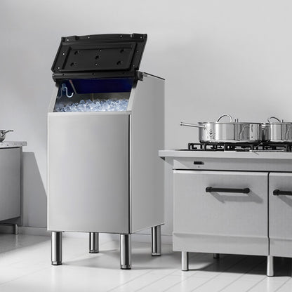 Commercial Ice Maker Storage Bin, 136 KG Capacity Ice-Bin, Stainless Steel Commercial Ice Storage Bin with Adjustable Anti-slip Rubber Feet, Suitable for Restaurant Hotel and Beverage Shops
